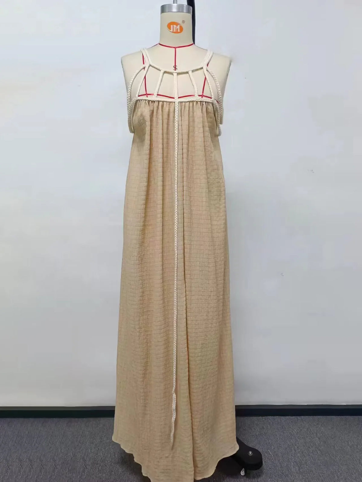 Summer Sleeveless Party Dress, Women Loungewear O-Neck Hollow Out Party Dress, Solid Color Patchwork Beach Style Ladies Dress