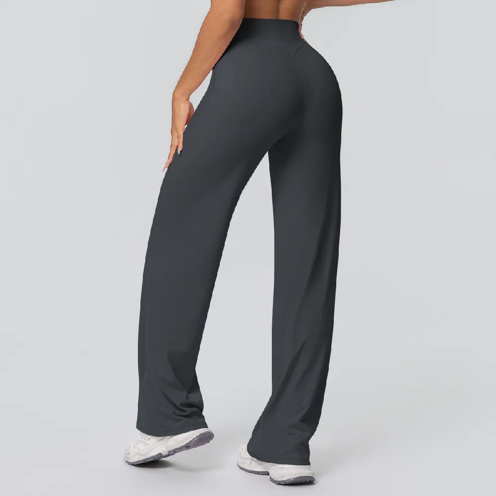 High Waist Wide Leg Yoga Pants Leggings Women Sports Fitness Bell-bottoms Female High Elastic Push Up Gym Workout Flared Pants