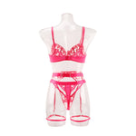 Sexy underwear French ultra-thin embroidered love mesh bra big breasts showing small sexy underwear set