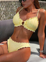2026 Wrinkled Ruffled Halter Bikini Female Swimsuit Women Swimwear Two-pieces Bikini Set Bather Bathing Suit Swim Lady Beachwear