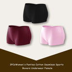 3PCS/SET Women Panties Cotton Seamless Sports Boxers Underwear Female Solid Color Briefs Cozy Lingerie Intimate Underpants XS-XL