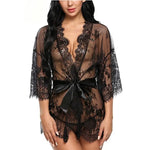 Romantic Lace Robe Set Women Sheer Floral Babydoll Lingerie Nightwear Belt Elegant Bridal Boudoir Sleepwear Mesh Nightgown