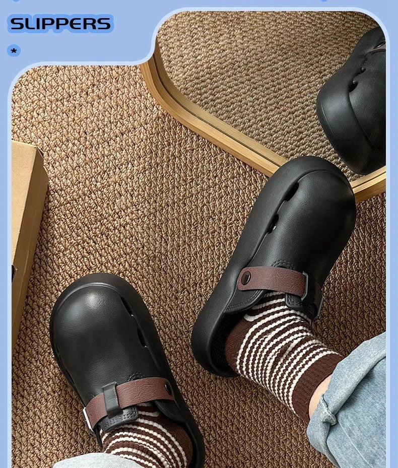 2026 Women Summer Platform Slippers Close Toe Female Leisure House Shoes Soft EVA Female Indoor Street Mulers Slip-on Sandals