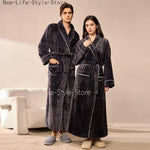 2026 Autumn Winter New Thick Coral Fleece Couple Bathrobe, Long Flannel Robe for Men Women Warm Home Pajamas Loungewear