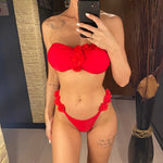 XS - L 3D Flowers Bandeau High Cut Bikini Women Swimwear Female Swimsuit Two-Pieces Bikini Set Bather Bathing Suit Swim V5961