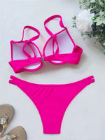 Sexy Red Push Up Swimsuits Women Bikinis Sets 2026 Mujer Swimwear Ruched High Cut Bathing Suit Biquinis Underwire Bikini Bathers