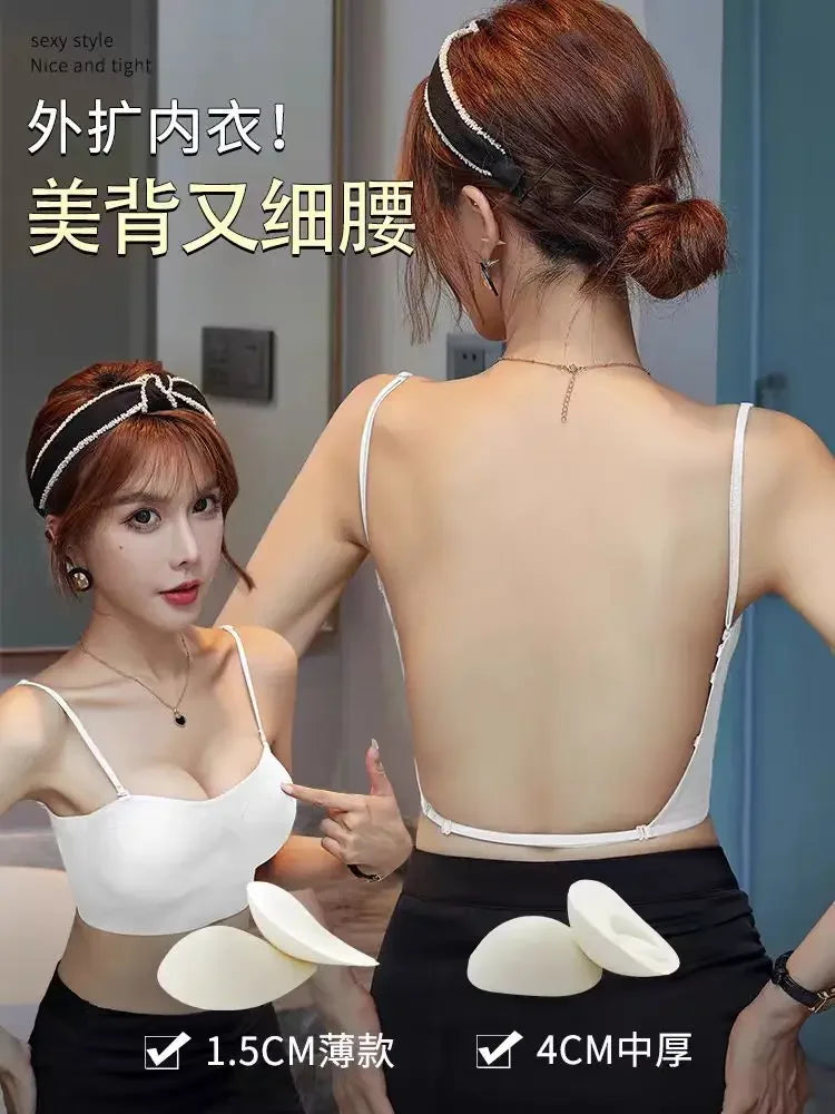 MOYISU Backless Non-Trace Bra - Adjustable Anti-Slip Bralette, Lightweight Support for All Sizes, Perfect for Beach & Everyday