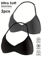 Seamless Sexy Open Back Gym Yoga Crop Top Women Halter Sports Bra Push Up Strappy Padded Workout Tank Tops