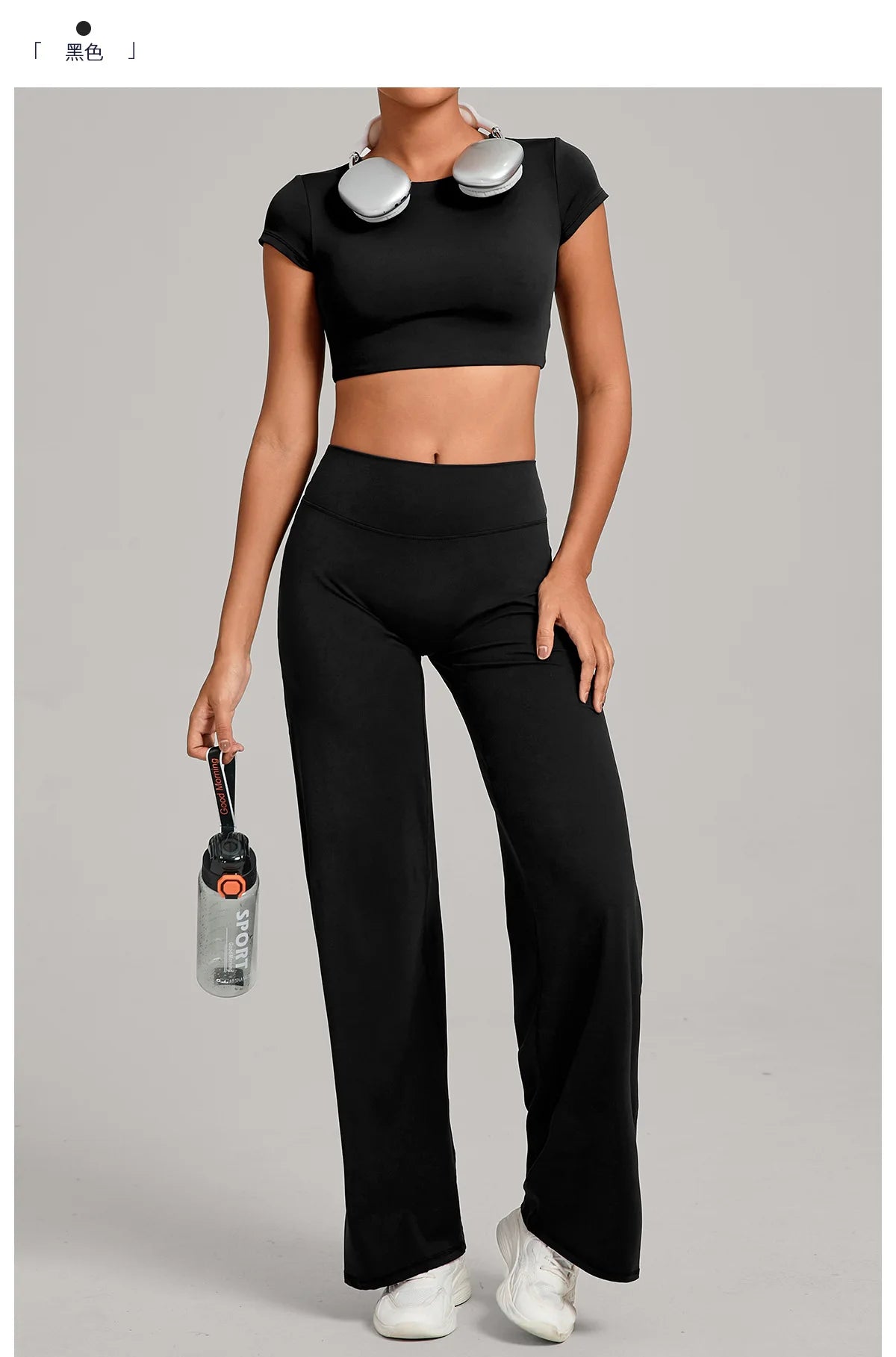 Women's Tracksuit Yoga Sets Back Hollow Out Short Sleeve Sports Shirts High Waist Straight Leg Pants Gym Running Fitness Suits