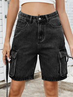 Women Cargo Denim Shorts Casual Summer Loose Solid Colors Jean Short Pants for Vacation Beach Club Streetwear