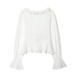 Women's Fashion Embroidered Tulle Blouse White Lace Ruffle Trim Tie Front Blouse Sleeve V Neck Casual For Women Daily Wear F4FI