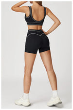 Quick Dry High Waist Yoga Shorts Contrast Color Blocking Splicing Training Sports Pants Push Up Hip Lifting Fitness Yoga Shorts
