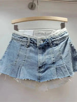 New Fashion Women's Irregular Fake Two-piece A-line Mini Denim Skirts 2026 Autumn Trendy High Waist Skirt Female Fashion XHV4