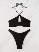 ZTVitality Sexy Solid 2 Piece Bikini Set 2025 New Bqiuini Padded Bra Halter Swimsuit Women's Swimwear Summer Beachwear Brazilian