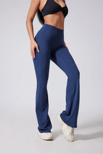 DIAS FIT JOY Women's Hip lifting flared pants high waisted yoga fitness pants sports micro flared yoga pants wide leg pants