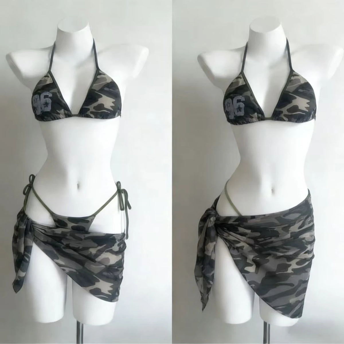 Trendy 2026 Print High Waist Fairy Sexy Sweet 4-Piece Bikini Set - Women's Split Swimwear Beach Vacation Summer Party & Holiday