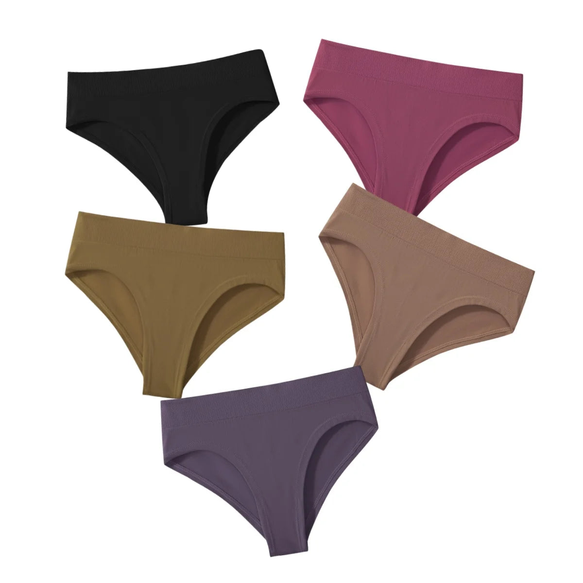 5Pcs/Set Briefs High Rise Panty Women Panties Female Underpants Solid Color Seamless Underwear S-XXXL Sexy Lingerie Intimates