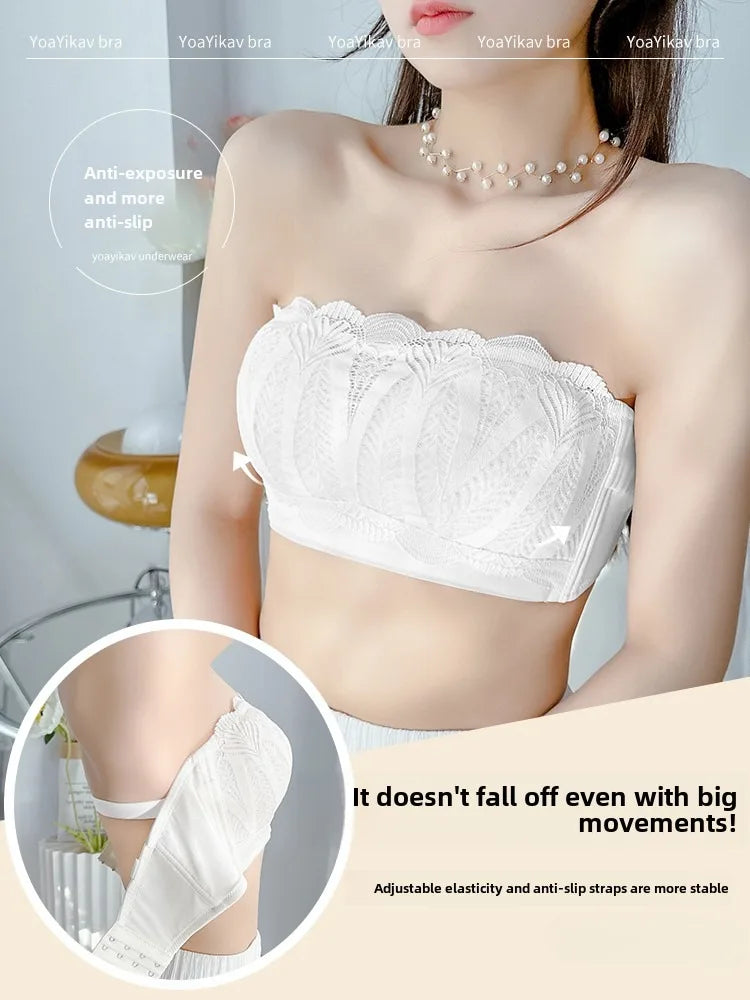 MOYISU Strapless Bra Women with Large Breasts and Small Non-slip Pull-up Breast Anti-sag Summer Slim Bra