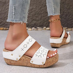2025 Summer Platform Wedges Sandals Women Vintage Hollow Out Thick Bottom Slippers Woman Comfortable Non Slip Rome Shoes Female