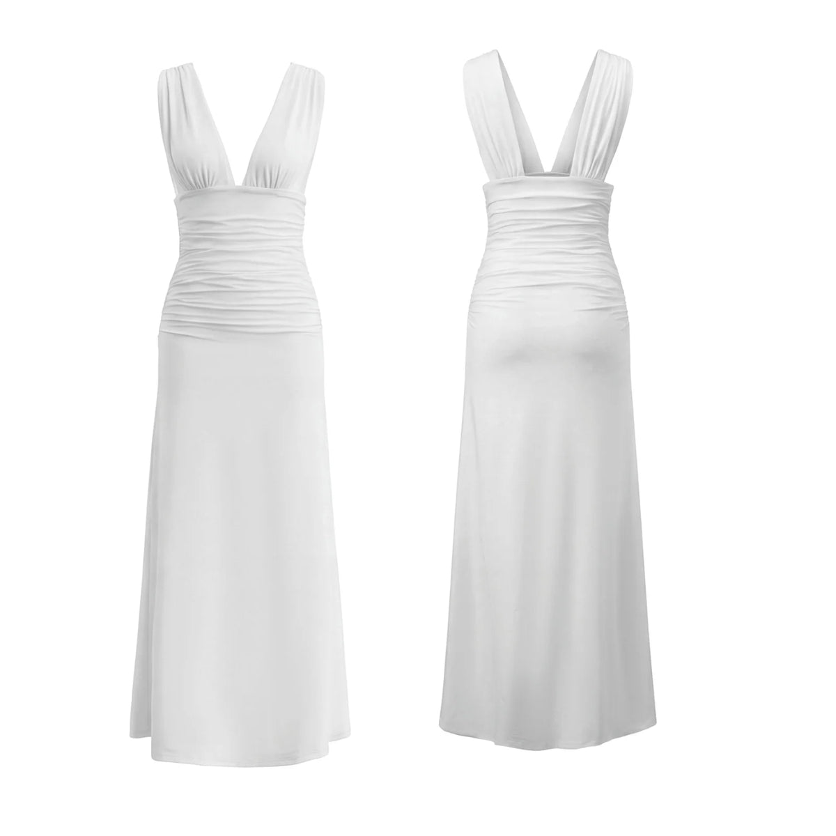 2026 Summer Women's Sleeveless Dress Deep V Neck Bodycon Long Tank Dress Party Evening Elegant Dresses for Date Daily