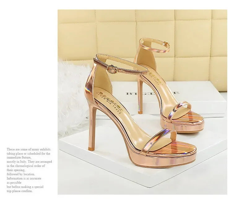 Women's High Heels Thin Heel Waterproof Platform Sandals Fashionable for Skirts New Model Shoes for Shows Summer Collection