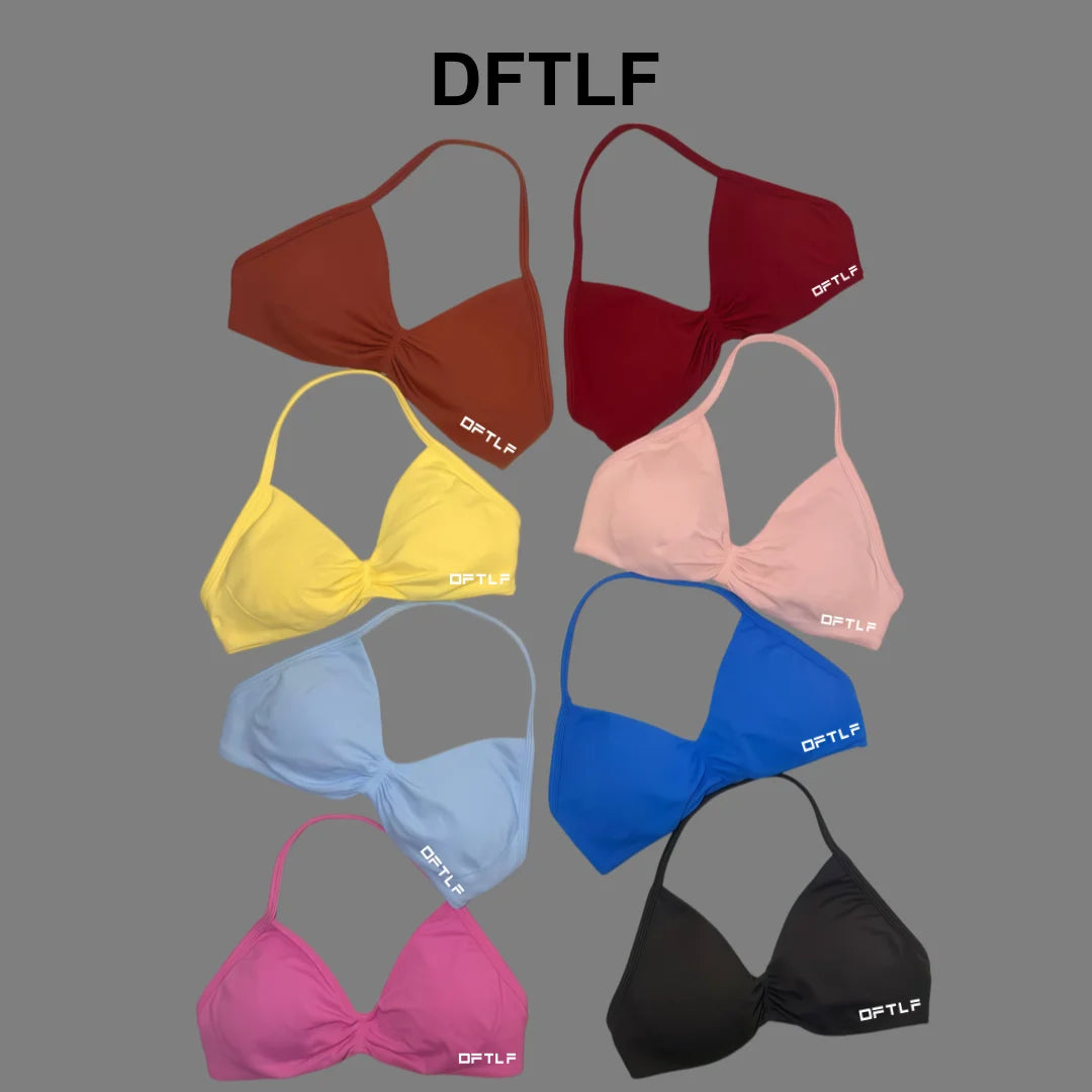 DFTLF Impact Strappy Bra Women Seamless Gym Underwear High Support Halter Sexy Sports Clothing Push-up Yoga Workout Tank Top