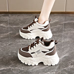 Fashion Lace Up Chunky Sneakers for Women Comfort Breathable Platform Sports Shoes Woman Pu Leather Thick Bottom Running Shoes
