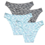 4Pcs/Set Women's Panties Low Rise Briefs Stretch Underwear Female Underpants Colorful Striped Panties Comfort Lingerie S-XL