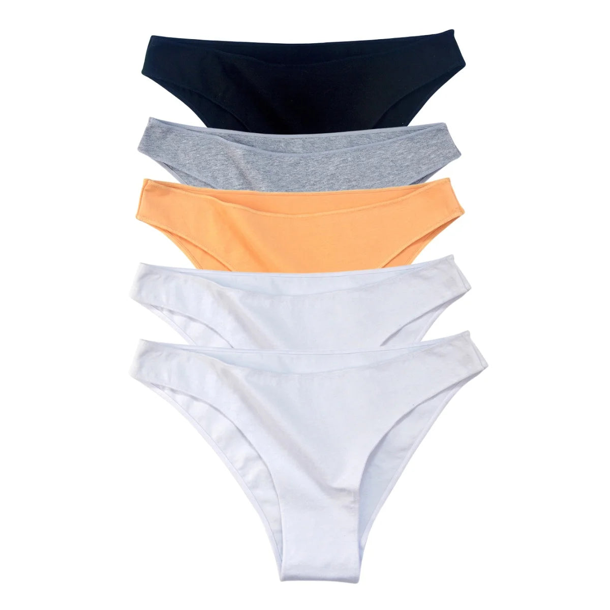 5Pcs/Set Cotton Classic Panties Women Low Rise Briefs Solid Color Breathable Underwear Sexy Lingerie Intimates Underpants M-XXL
