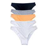5Pcs/Set Cotton Classic Panties Women Low Rise Briefs Solid Color Breathable Underwear Sexy Lingerie Intimates Underpants M-XXL