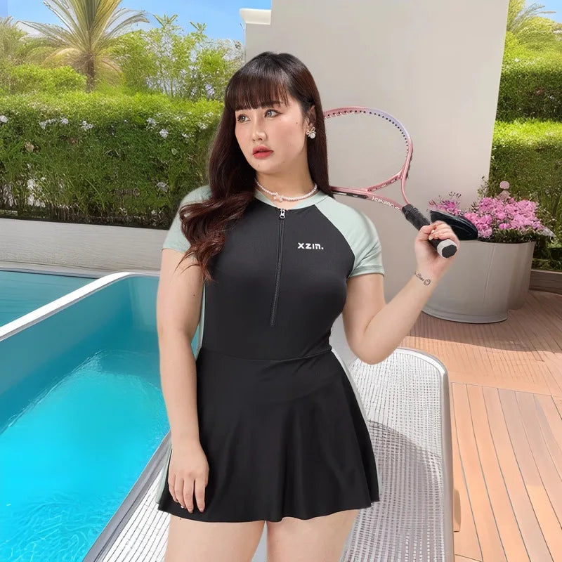 New Swimsuit Women's One-piece Flat Corner Pants Long Conservative Fairy StyleSlimming One-piece Hot Spring Swimsuit