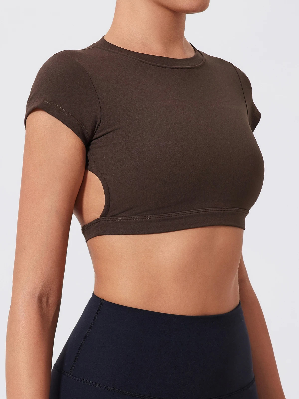 Hearuisavy Summer Sports Shirts Workout Tops Fitness Activewear Quick-Dry Yoga Clothes Sport Crop Tops Backless Gym Top Women