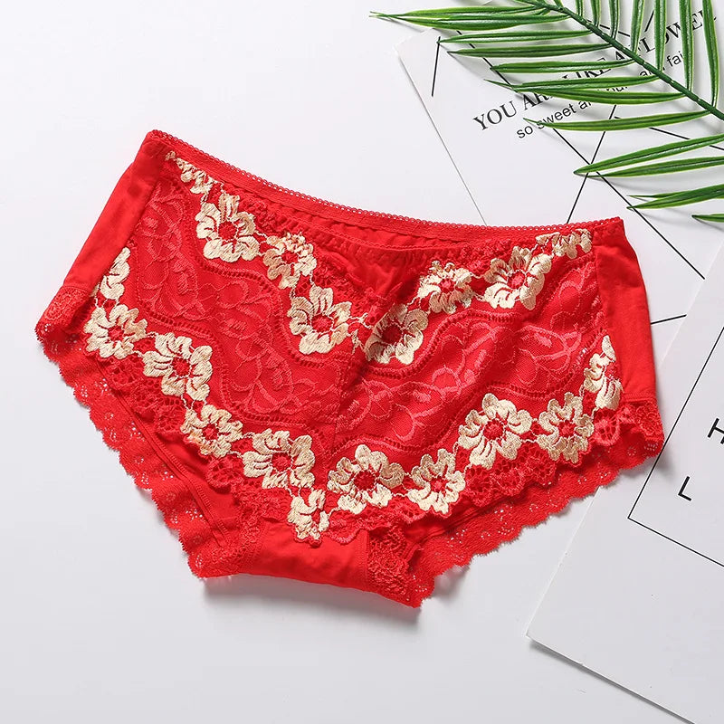 Sexy Lace Flowers Embroidery Panties for Women Underwear Low Waist Briefs Summer Breathable Comfort Shorts 15 Color Lingerie