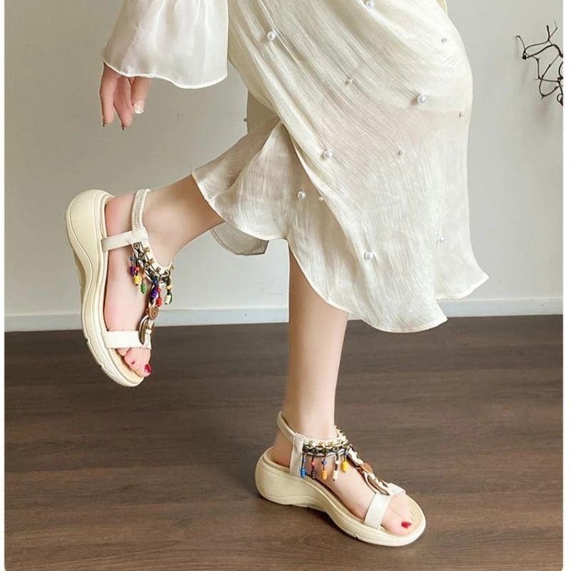 Women's SandalsSummer Soft Bottom Anti Slip Sweet Tourism Vacation Beach Flat Shoes Women's Sandals