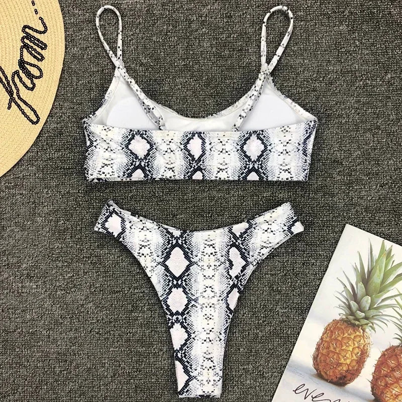 2026 Snake Leopard Brazilian Bikini Female Swimsuit Women Swimwear Two Pieces Bikini Set High Cut Bathing Suit Swim Beach Wear