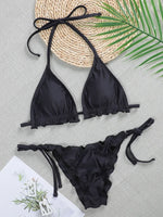 Halter String Ruffled Frilled Bikini 2026 Women Swimsuit Female Swimwear Two Pieces Bikini Set Padded Bather Bathing Suit Swim