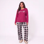 Women Plus Size Milk Silk Pajama Set Plaid Letter Print Long Sleeve Autumn Winter Ladies Casual Home Sleepwear
