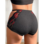 Hot Selling Women High Waist Lace Panties Premium Lip Print Soft Seamless Briefs Breathable Comfortable Sexy Intimate Underwear
