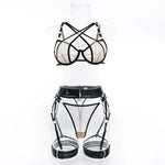 Toucheart Sexy Floral Embroidery Underwear Steel Ring Bra Lace Mesh Sexy Webbing Hollow Waistband Hanging Erotic Lingerie Suit
