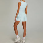 Naked Breathable Sleeveless Tennis Dress for Women O Neck Sleeveless High-intensity Sports Pleated Skirt with Separate Shorts