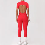 With Zipper Hollow Back Yoga Jumpsuit Sportswear Women Gym Clothes Running Fitness Yoga Backless Bodysuit