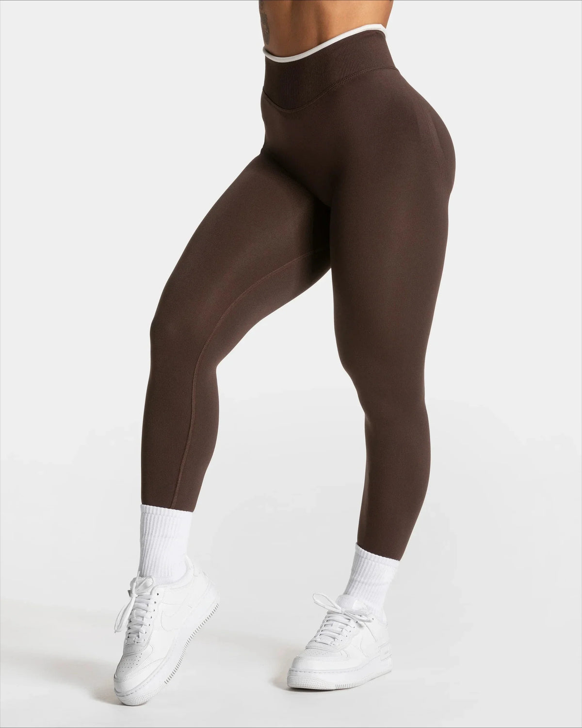 Seamless Gym Leggings Woman Solid Color Yoga Pants White Edge Waist Tight High Waist Hip Lifting Sports Pants Running Leggings