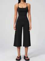 Gym Workout Yoga Sets Women Square Neck Slimming Sports Tank Top Fitness Gym Suit Outdoor High Waist Flare Pants Two-piece Set