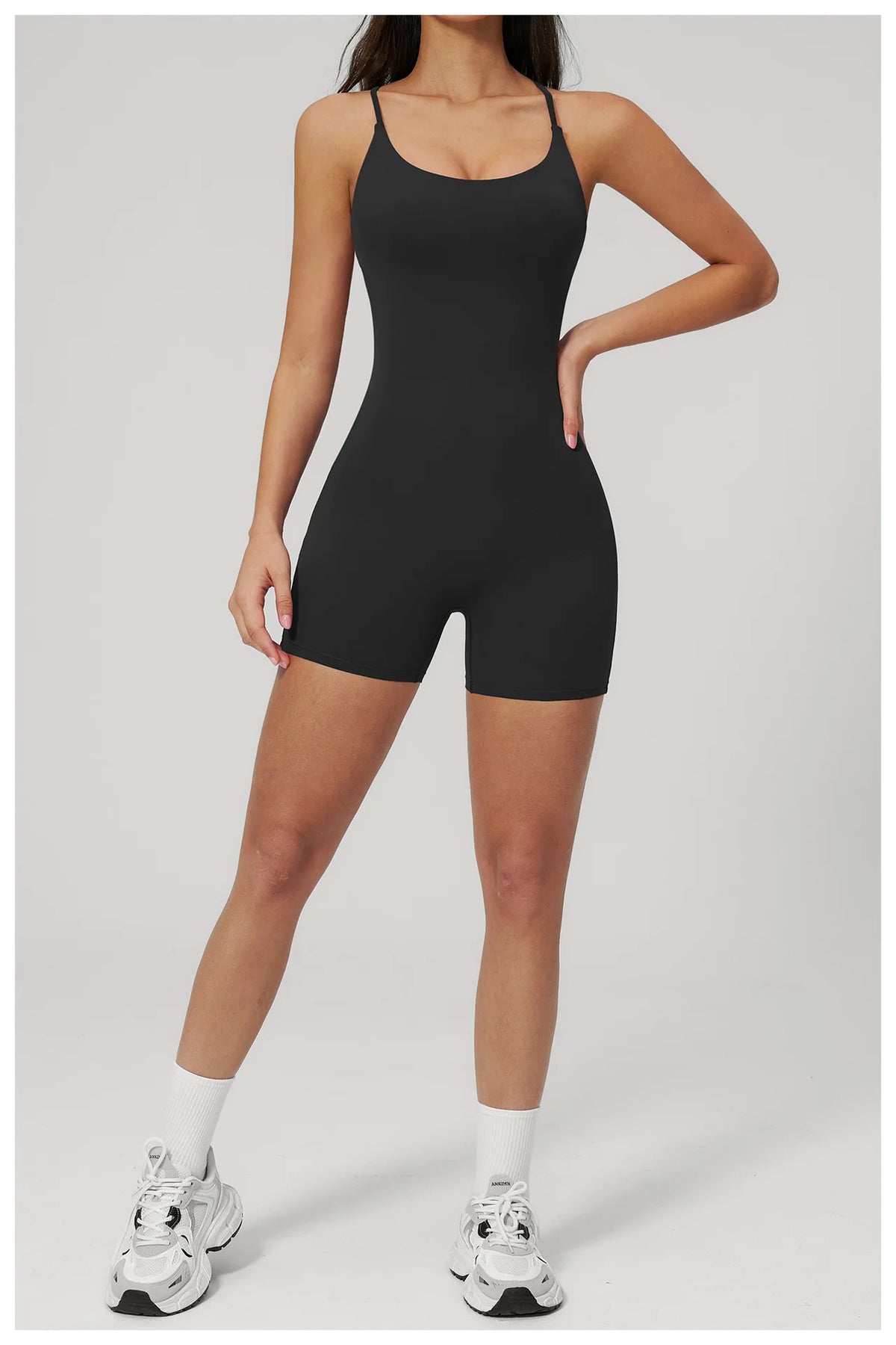 Summer New Hollow Open Back Criss Cross Yoga Jumpsuit Women Outdoor Solid Sleeveless Hip Lifting Pleate Sports Fitness Suits
