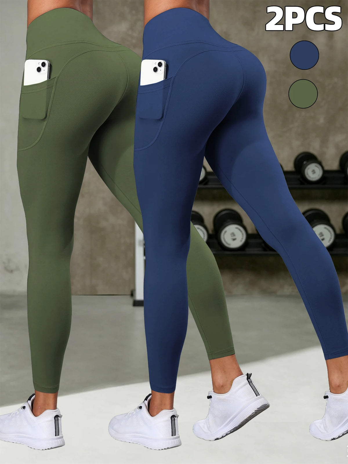 1/2 Pcs Super Soft Sports Leggings With Pockets For Women High Waisted Workout Yoga Running Push Up Fitness Tight Pants Women's