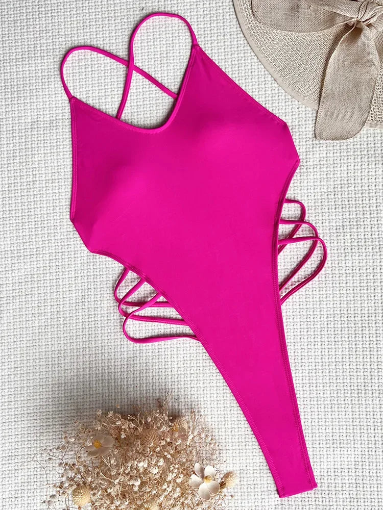 Extreme Mini Micro String Thong Female Swimwear One Piece Swimsuit Women Cross Backless Monokini High Cut Bathing Suit Swim Lady