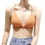 Front Closure Bra Deep V Bras For Women Thin Cross Straps Wire Free Brassiere Pdded Bralette Women's Underwear Sexy Lingerie