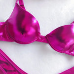 Shiny PU Faux Leather Bikini Women Swimsuit Female Swimwear Two-pieces Bikini Set Underwired Bra Cup Bikinis Bathing Suit Swim