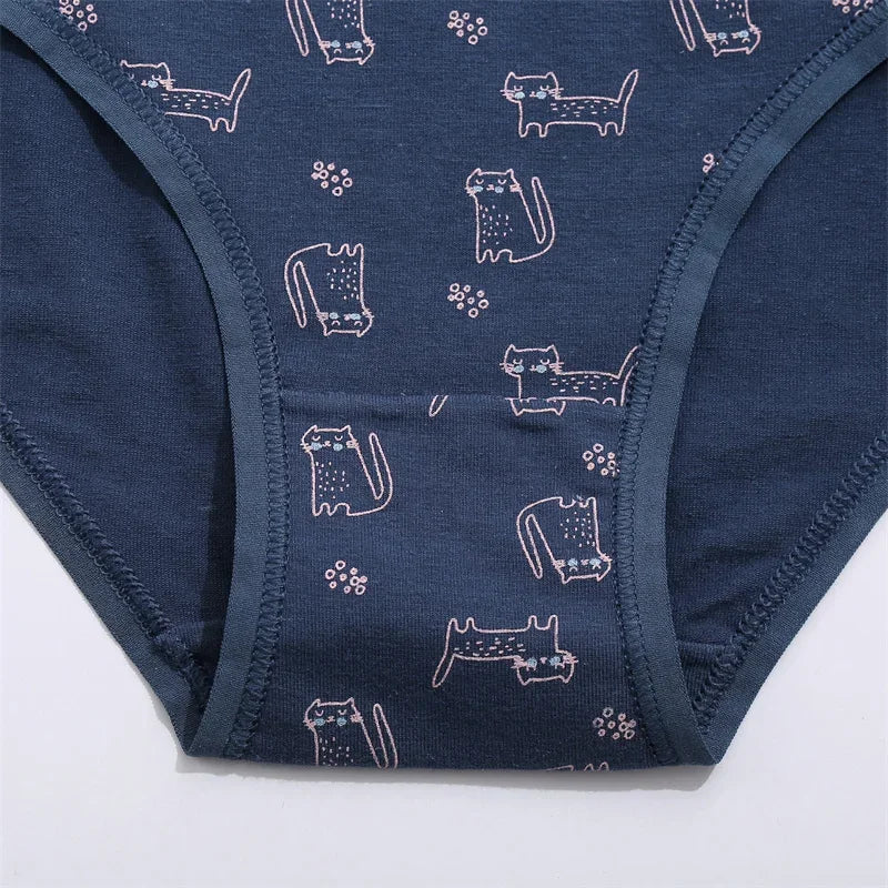3Pcs/set Women Printing Floral Panties Low-Rise Cotton Briefs Female Comfortable Underwear Female Soft Panties Lingerie M-2XL