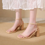 Open-toe Sandals Women 2026 Summer New Buckle Fashion Solid Color Female ShoesChunky High Heel